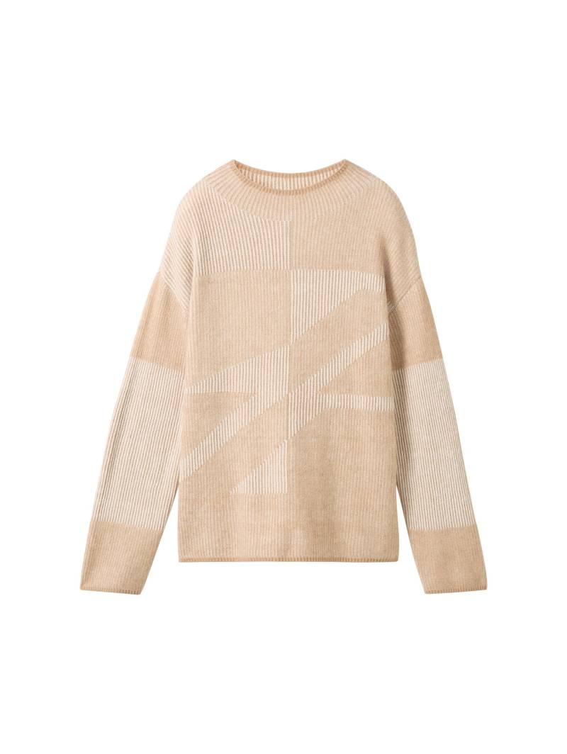 Tom Tailor - Loose Fit Ripp Strickpullover mit Muster beige plaited structure knit - Gr. - XXL von Tom Tailor