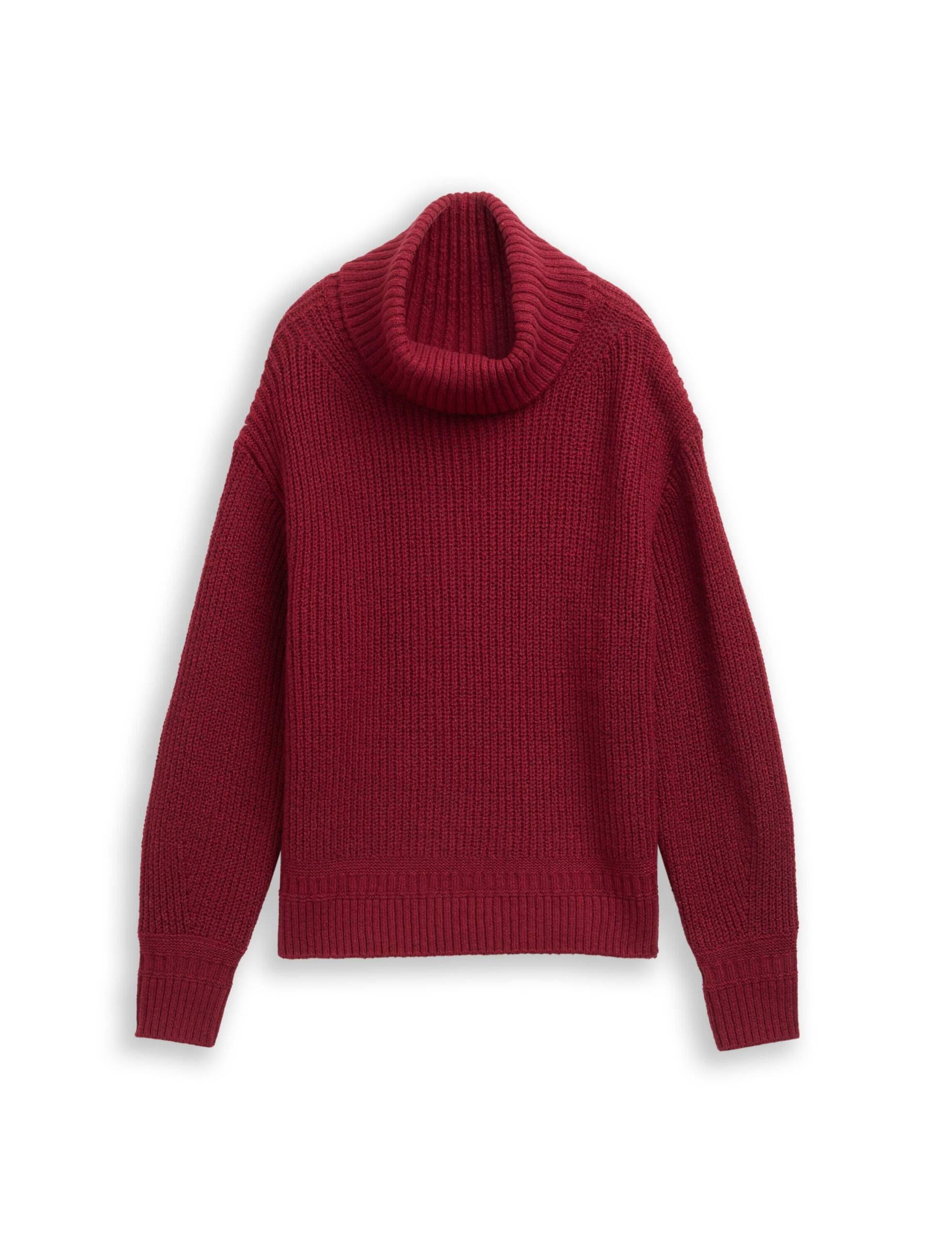 Tom Tailor - Loose Fit Rollkragenpullover rumba red melange - Gr. - L von Tom Tailor