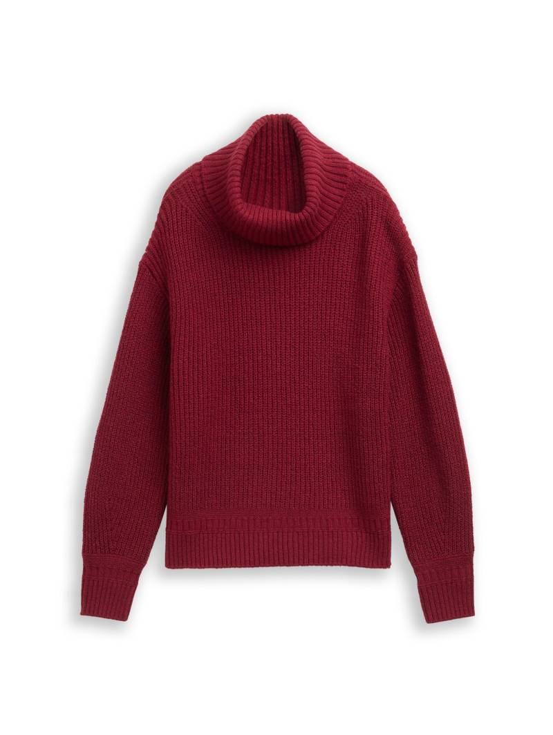 Tom Tailor - Loose Fit Rollkragenpullover rumba red melange - Gr. - XXXL von Tom Tailor