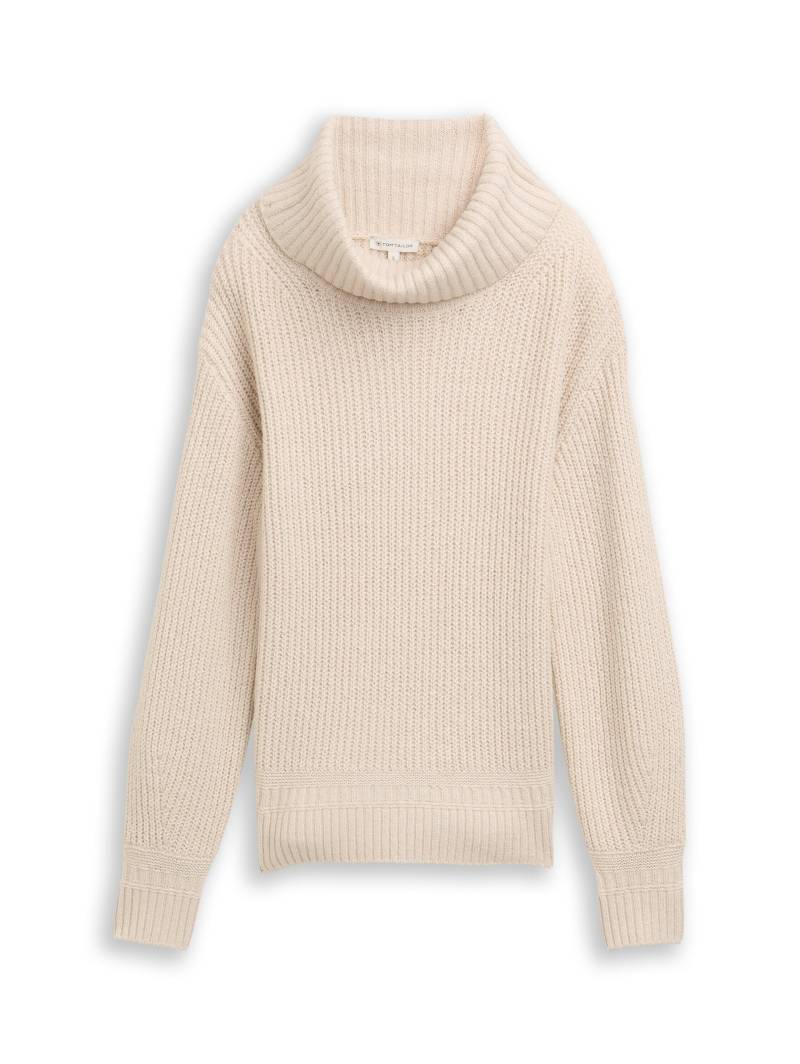 Tom Tailor - Loose Fit Rollkragenpullover sand stone beige melange - Gr. - L von Tom Tailor
