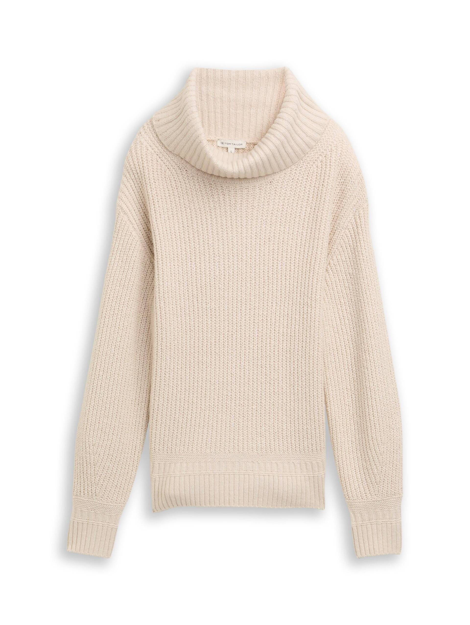 Tom Tailor - Loose Fit Rollkragenpullover sand stone beige melange - Gr. - M von Tom Tailor