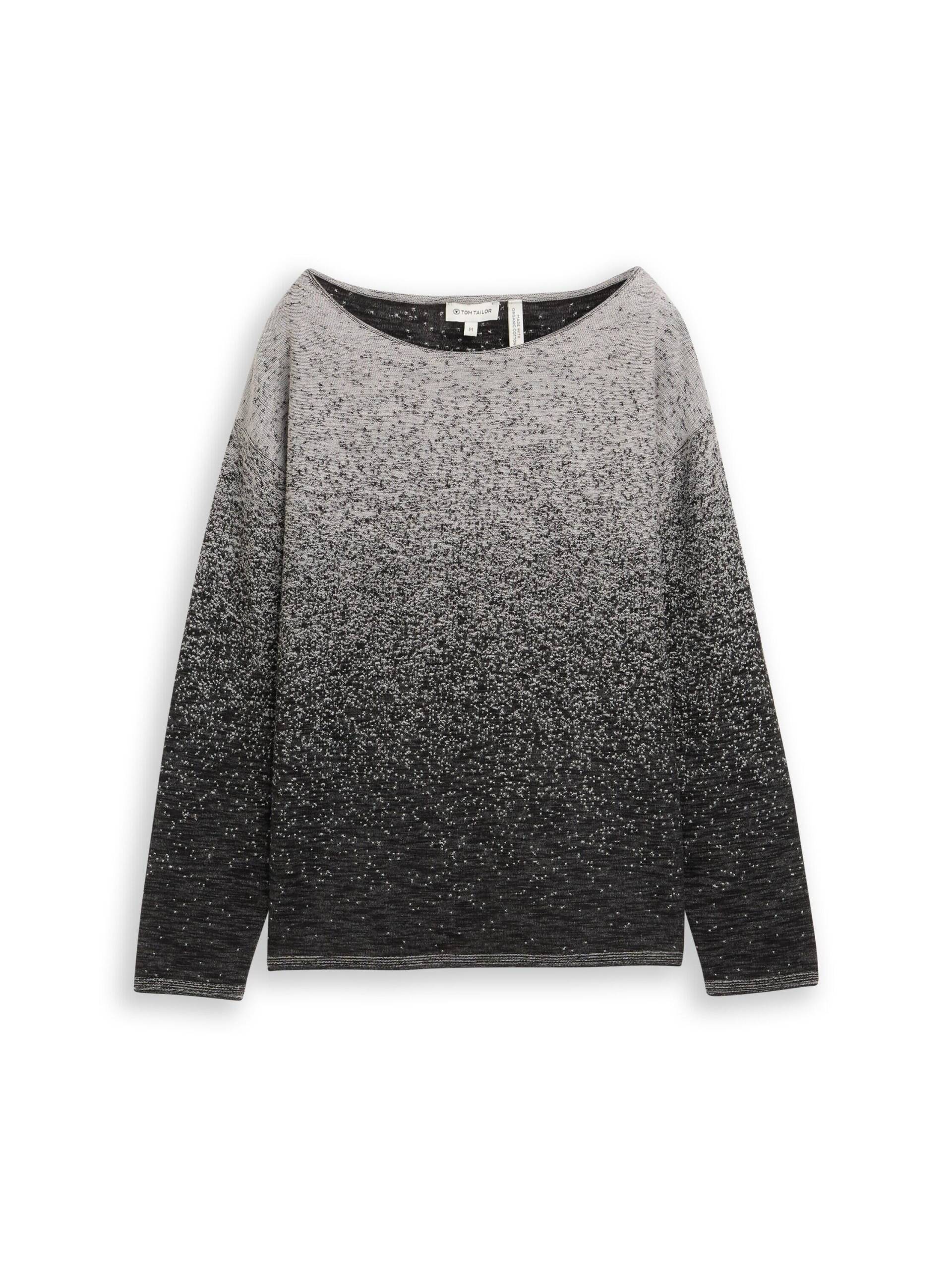 Tom Tailor - Loose Fit Strickpullover mit Farbverlauf black grey degrade design - Gr. - M von Tom Tailor