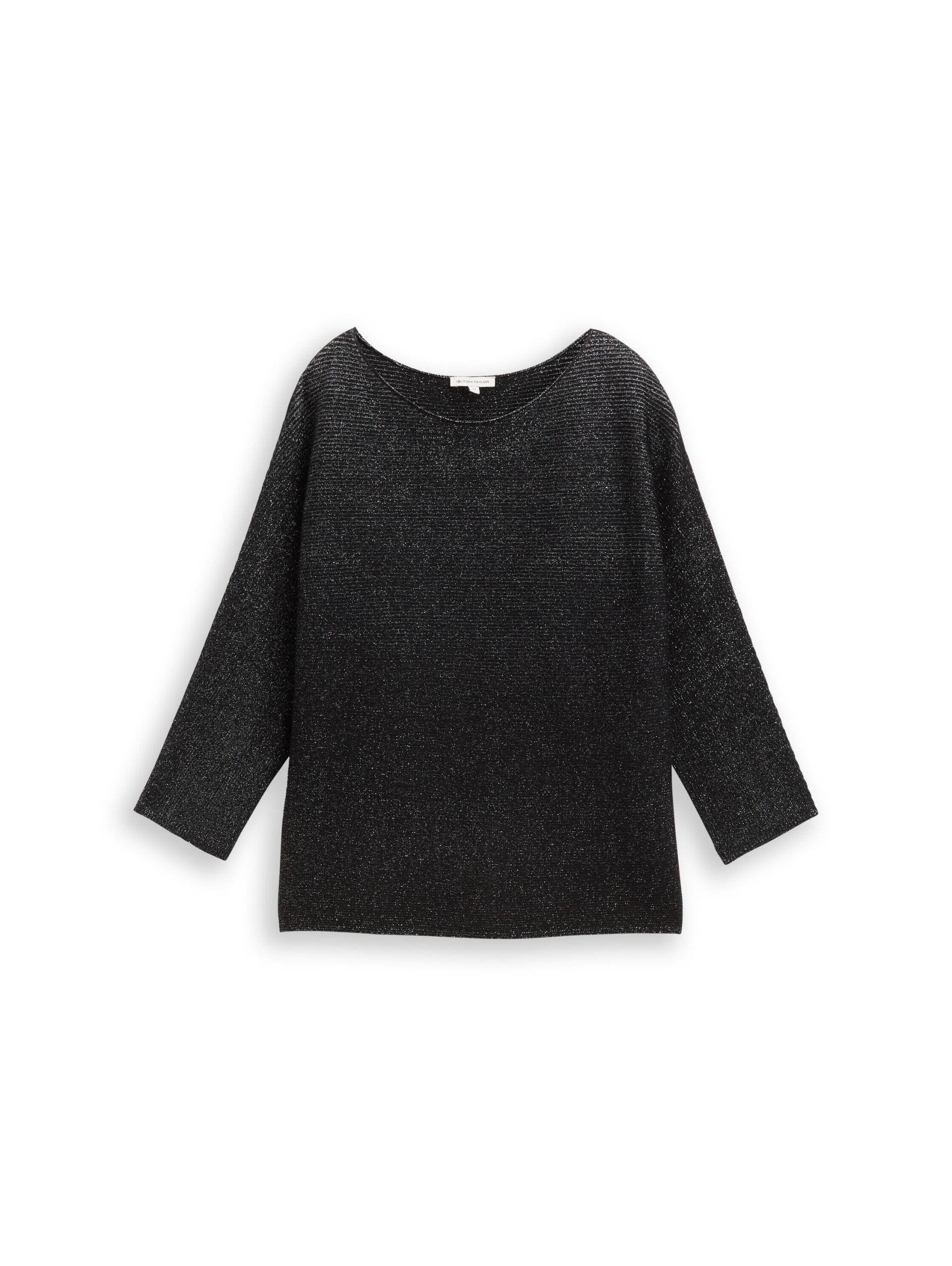 Tom Tailor - Loose Fit Strickpullover mit Glitzer-Effekt deep black - Gr. - XXL von Tom Tailor