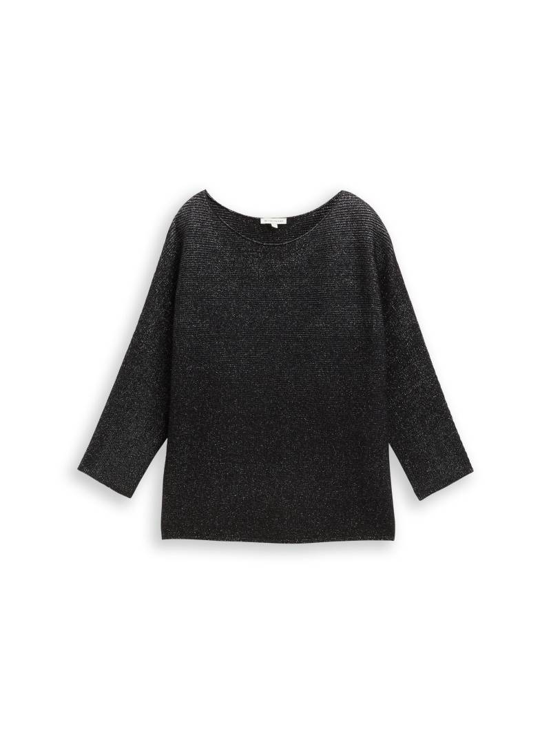 Tom Tailor - Loose Fit Strickpullover mit Glitzer-Effekt deep black - Gr. - XXL von Tom Tailor
