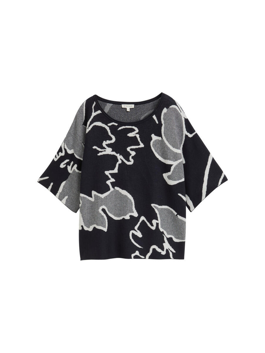 Tom Tailor - Loose Fit Strickpullover mit Muster grün - Gr. - S von Tom Tailor