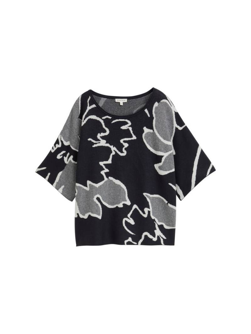 Tom Tailor - Loose Fit Strickpullover mit Muster grün - Gr. - S von Tom Tailor