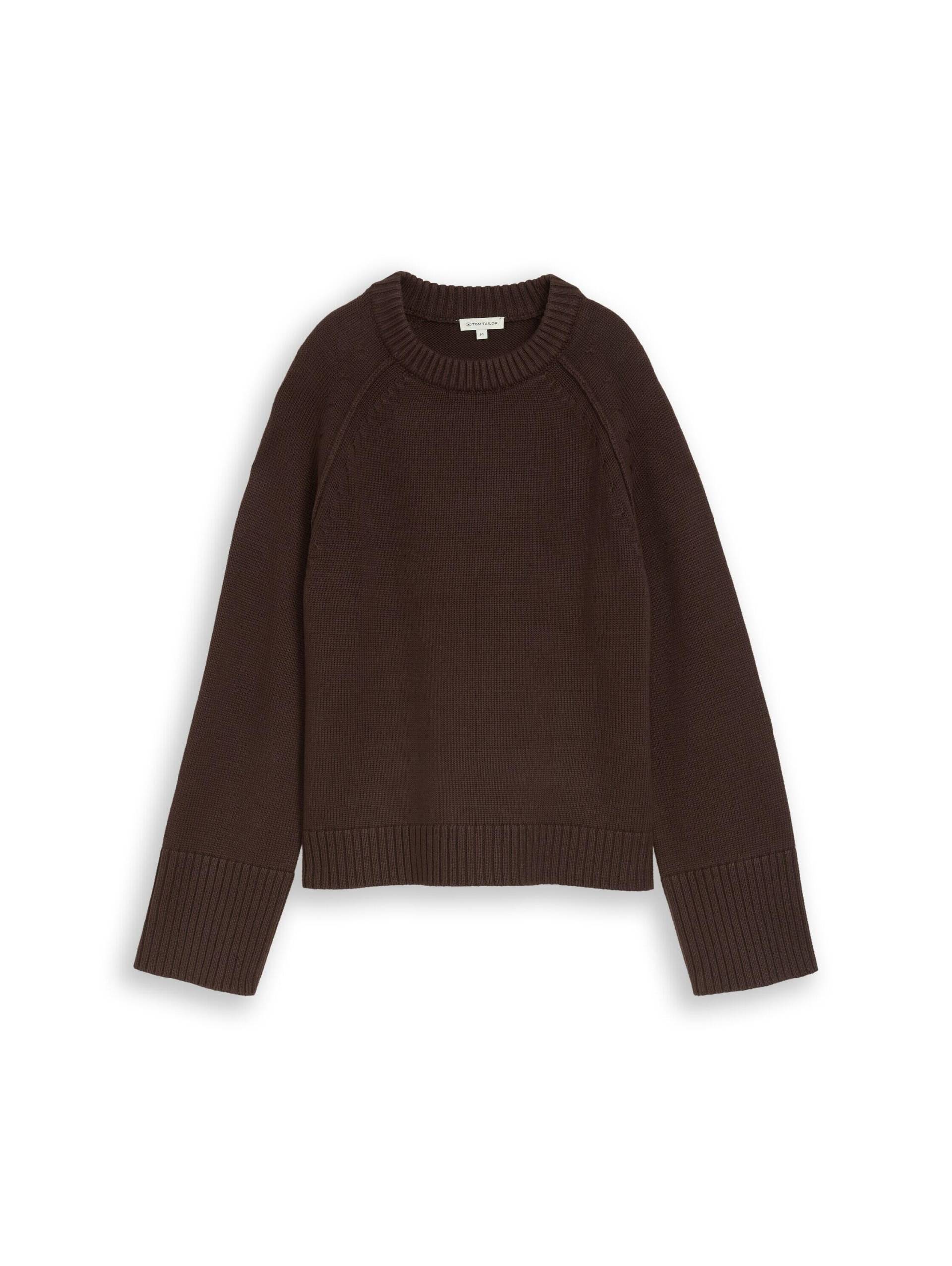 Tom Tailor - Loose Fit Strickpullover mit Raglanärmeln java dark brown - Gr. - M von Tom Tailor