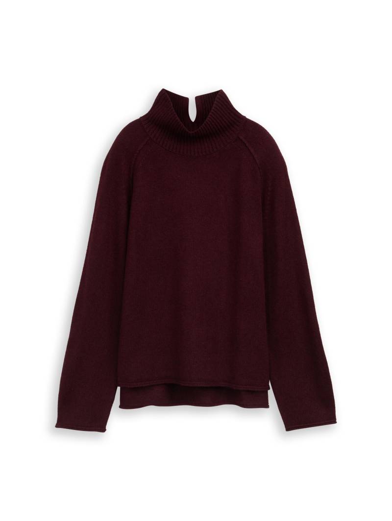 Tom Tailor - Loose Fit Strickpullover mit Stehkragen dark red mélange - Gr. - L von Tom Tailor