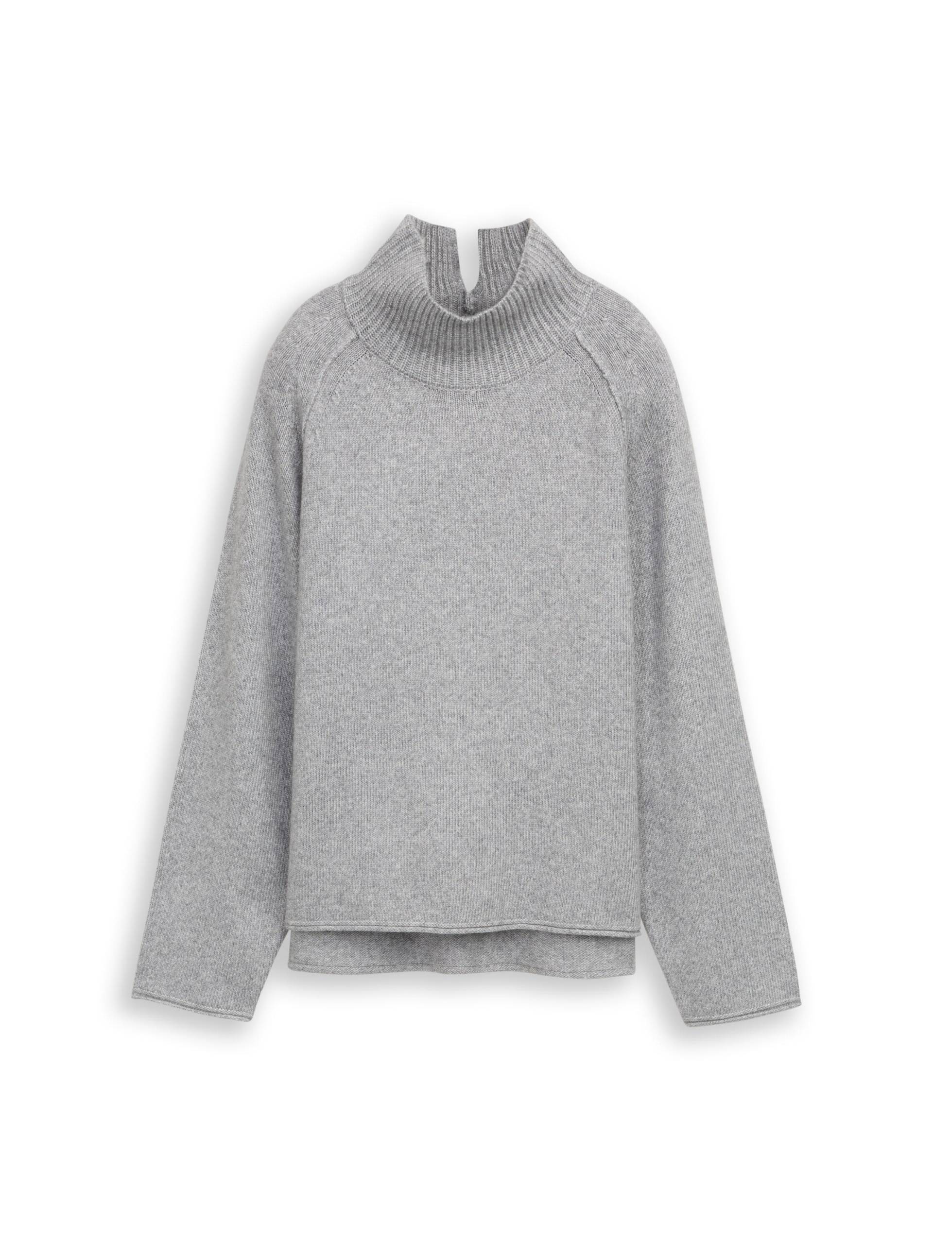 Tom Tailor - Loose Fit Strickpullover mit Stehkragen medium silver grey melange - Gr. - XL von Tom Tailor