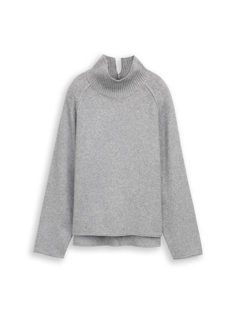 Tom Tailor - Loose Fit Strickpullover mit Stehkragen medium silver grey melange - Gr. - XL von Tom Tailor