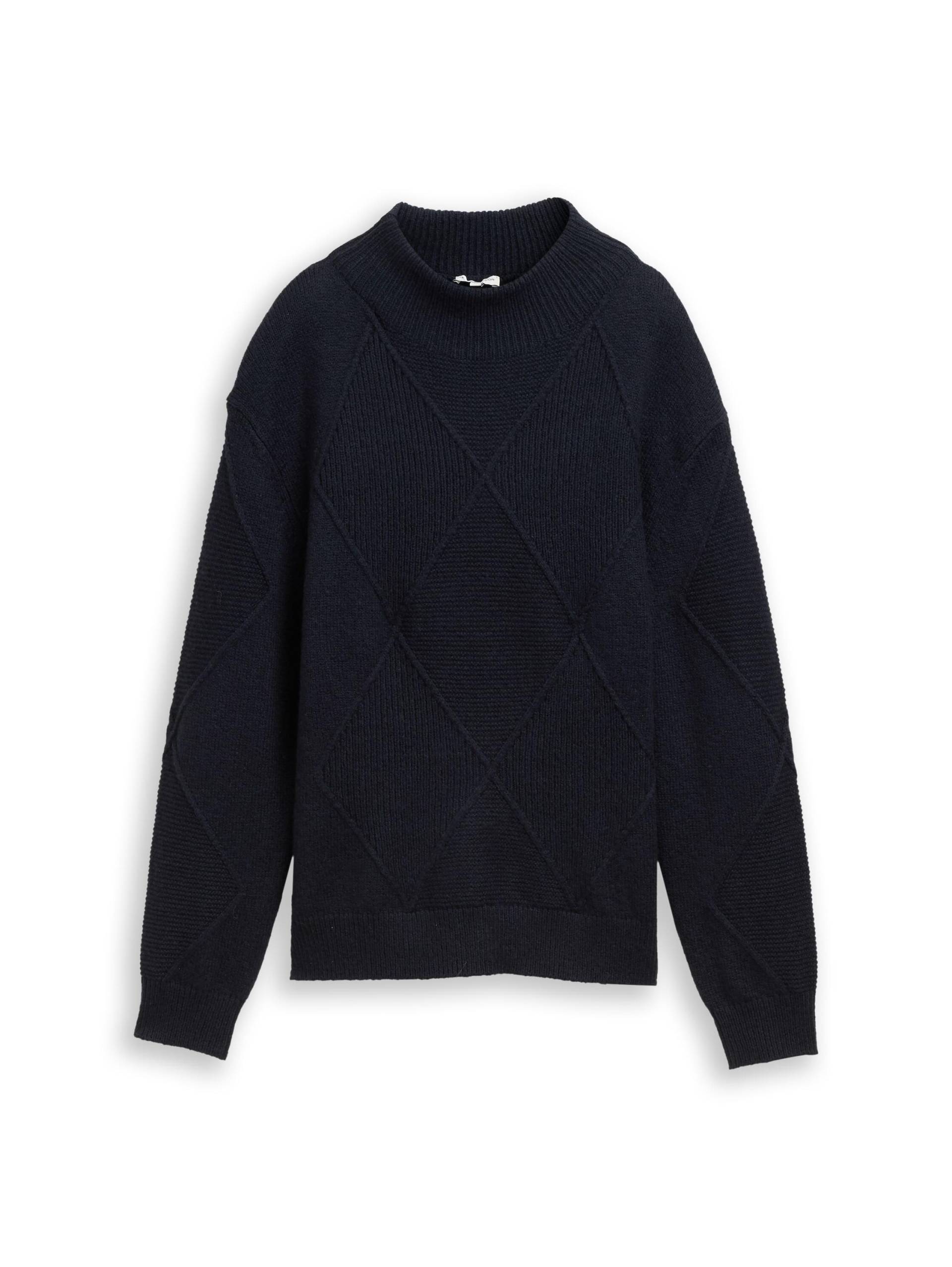 Tom Tailor - Loose Fit Strickpullover mit Stehkragen sky captain blue - Gr. - L von Tom Tailor