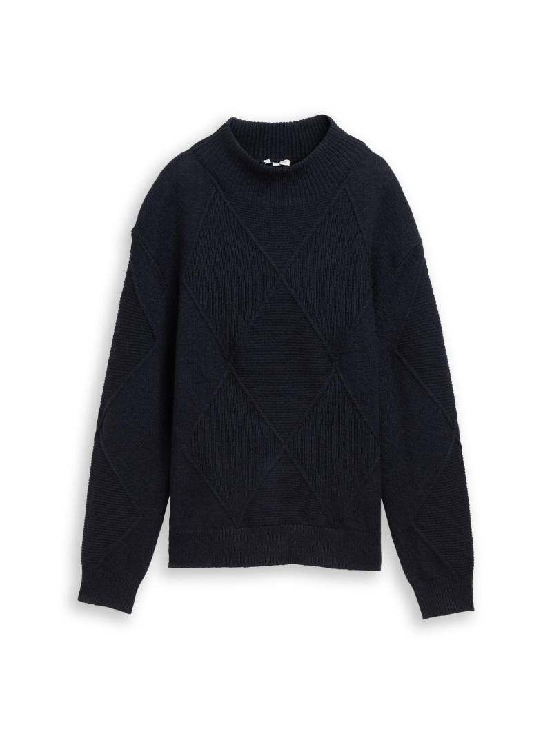 Tom Tailor - Loose Fit Strickpullover mit Stehkragen sky captain blue - Gr. - L von Tom Tailor