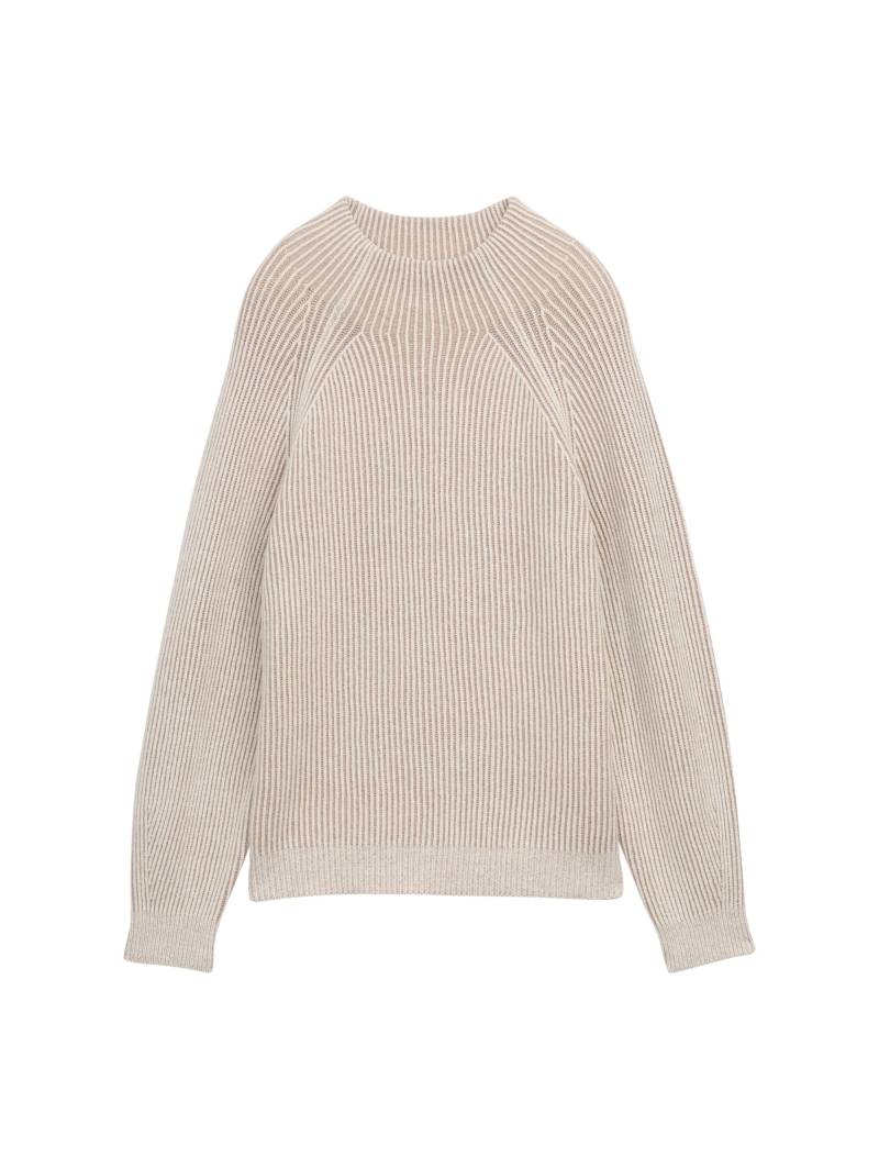Tom Tailor - Loose Fit Strickpullover mit Stehkragen soft taupe rib structure - Gr. - S von Tom Tailor