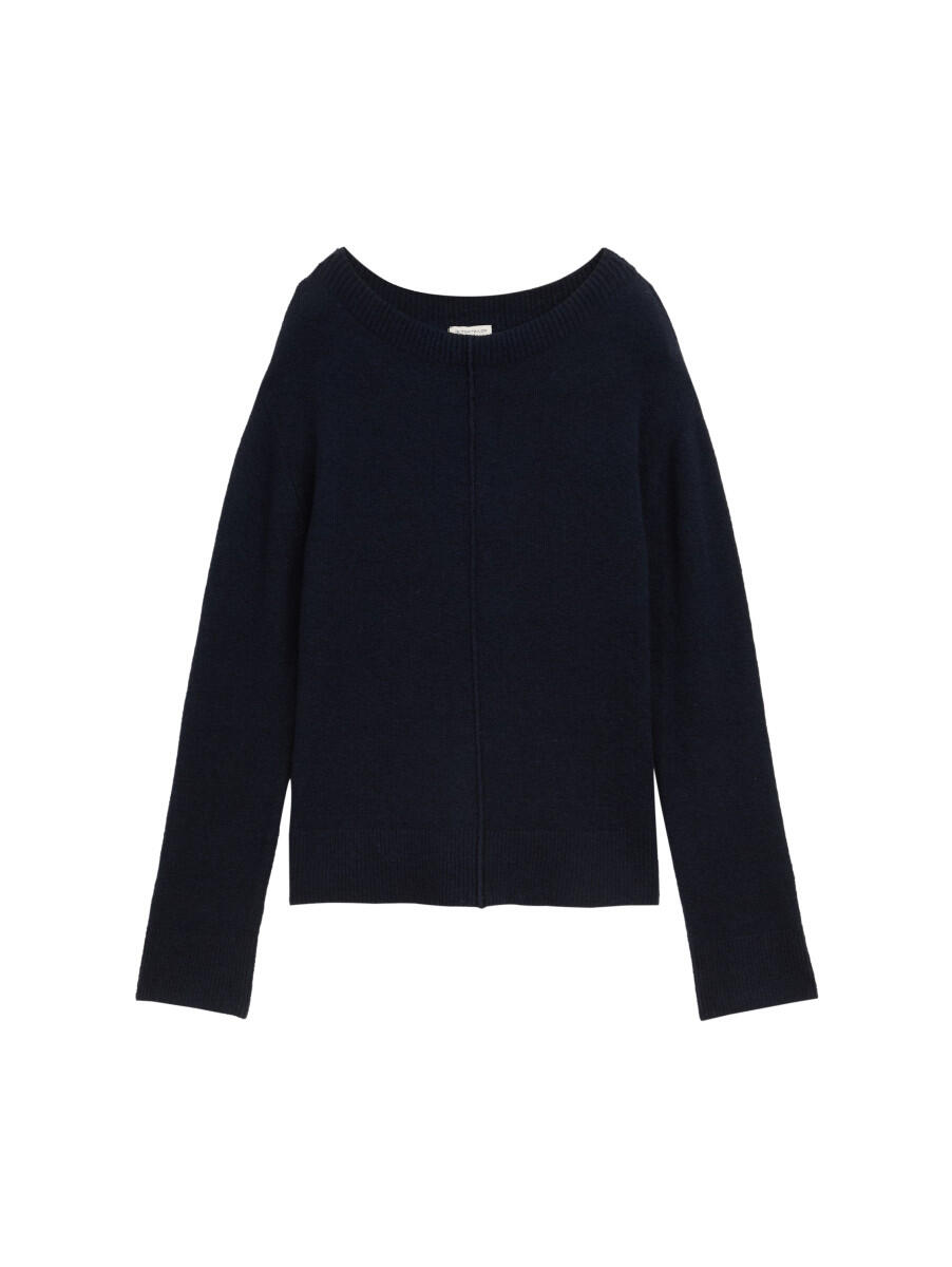 Tom Tailor - Loose Fit Strickpullover mit U-Boot-Ausschnitt blau - Gr. - L von Tom Tailor