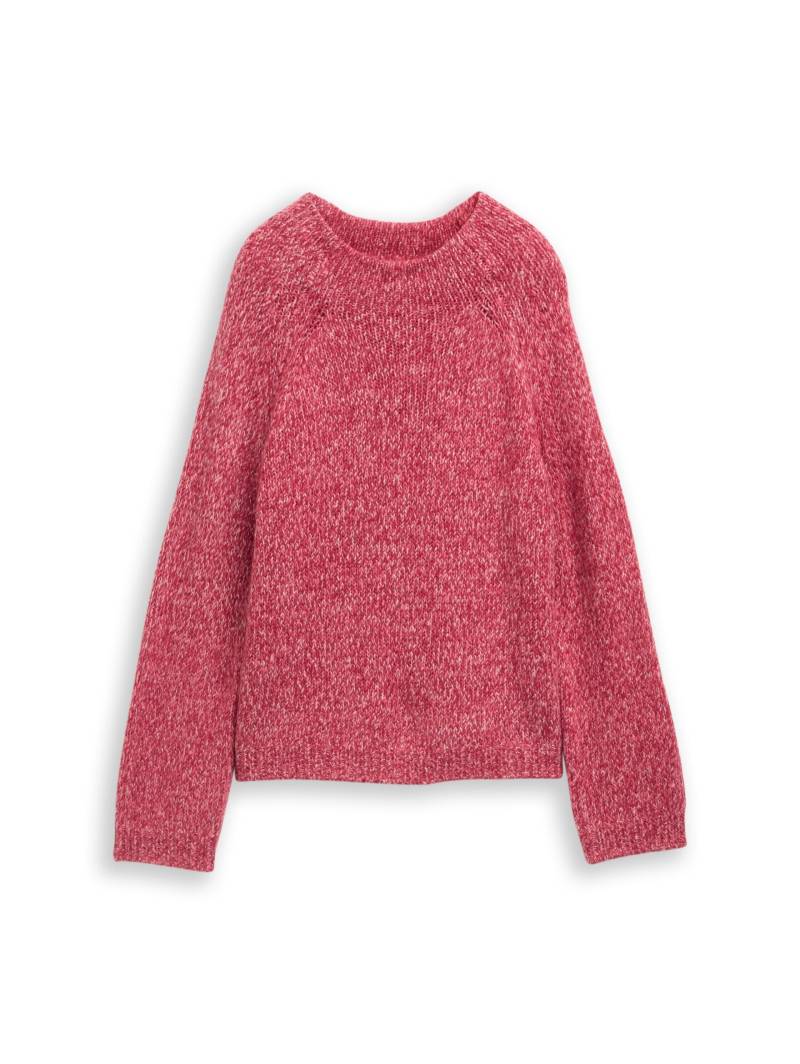 Tom Tailor - Loose Fit Strickpullover mit Wollanteil pink berry mouline - Gr. - L von Tom Tailor