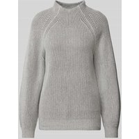 Tom Tailor Loose Fit Strickpullover mit gestreiftem Ripp-Muster in Hellgrau, Größe XL von Tom Tailor