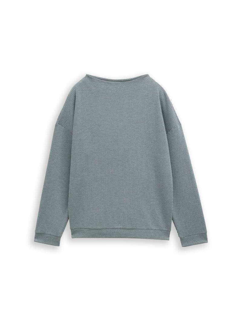 Tom Tailor - Loose Fit Sweatshirt mit Stehkragen black moss wave structure - Gr. - L von Tom Tailor
