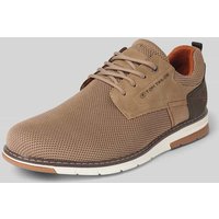Tom Tailor Low Top Sneaker im Knitted Look mit hochwertigen Kunstleder-Applikationen in Sand, Größe 45 von Tom Tailor