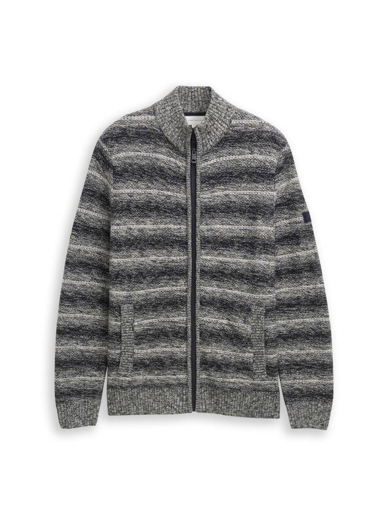 Tom Tailor - Mouliné Jacke mit Reißverschluss navy white mouline stripe - Gr. - XL von Tom Tailor