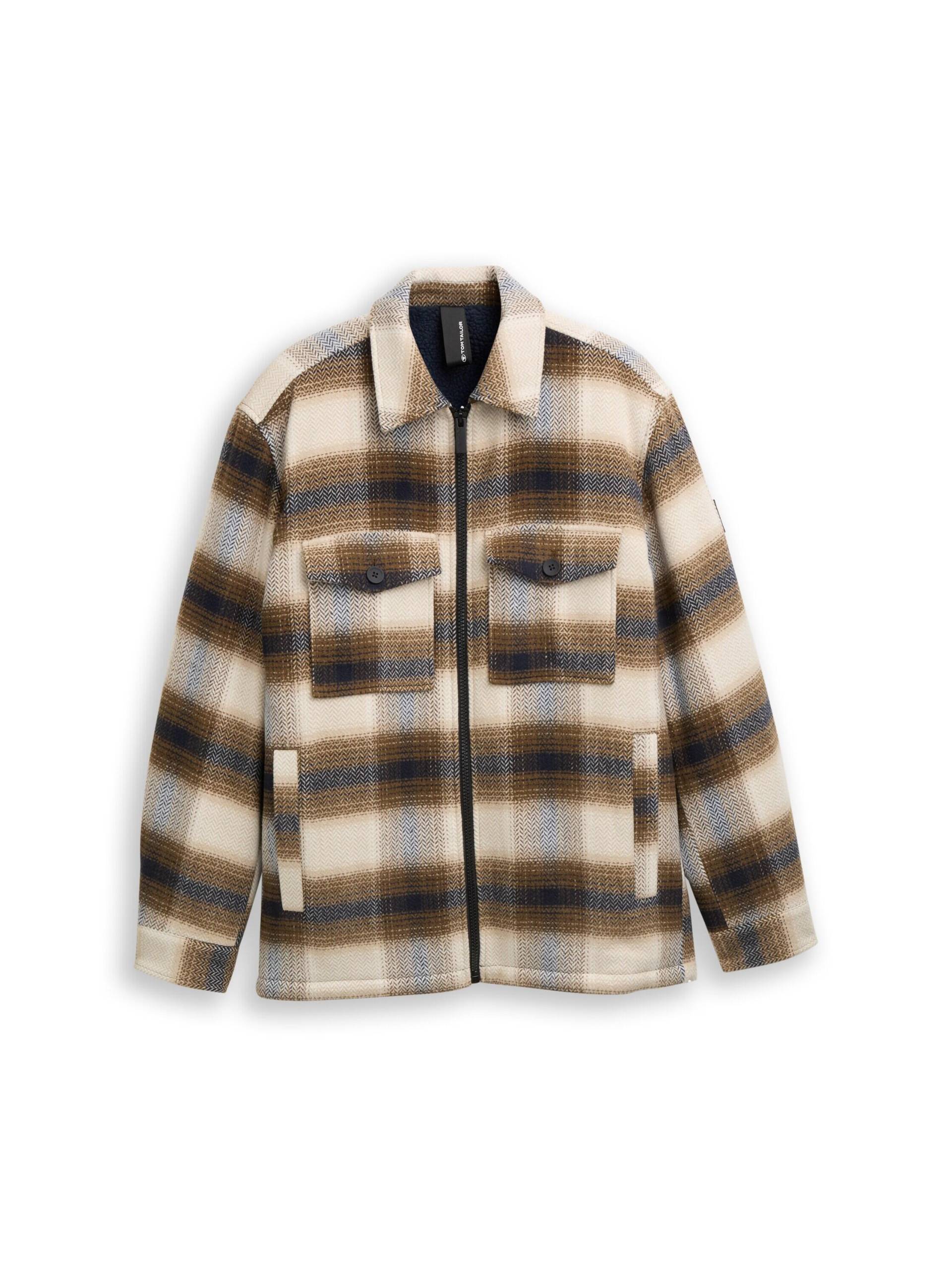 Tom Tailor - Overshirt mit Karomuster brown blue check - Gr. - S von Tom Tailor