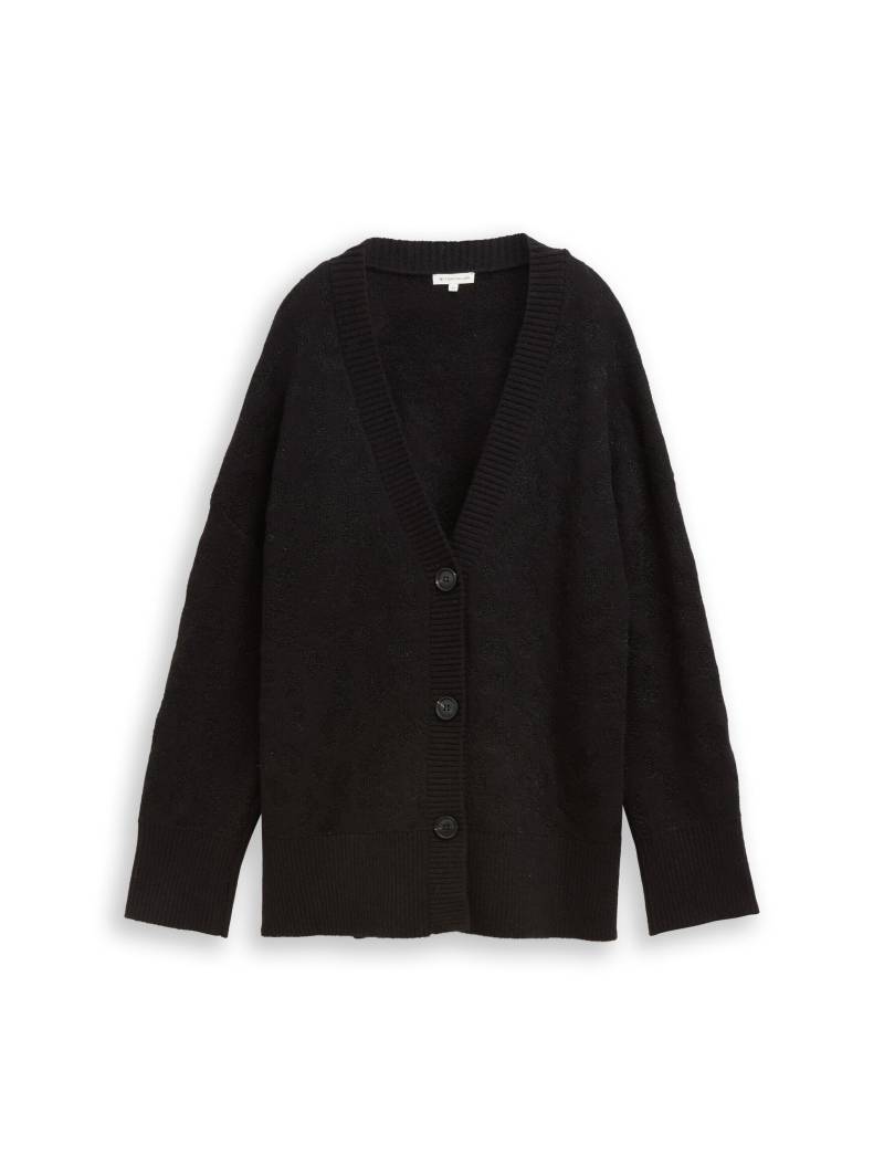 Tom Tailor - Oversize Cardigan mit Glitzer-Effekt black lurex knit - Gr. - M von Tom Tailor