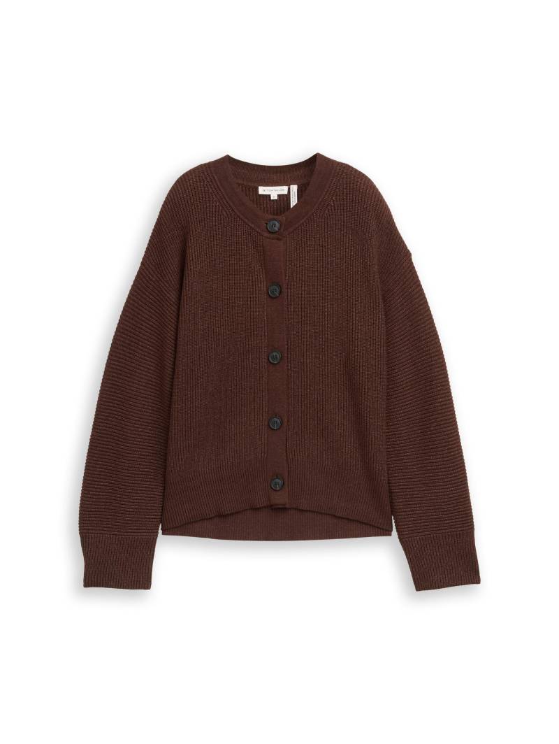 Tom Tailor - Oversize Cardigan mit Rundhalsausschnitt dark pecan brown melange - Gr. - XL von Tom Tailor