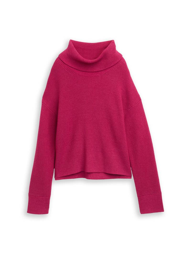 Tom Tailor - Oversize Rollkragenpullover dark pink melange - Gr. - L von Tom Tailor