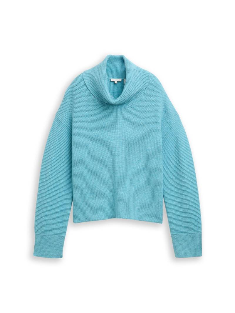 Tom Tailor - Oversize Rollkragenpullover tropical teal melange - Gr. - S von Tom Tailor