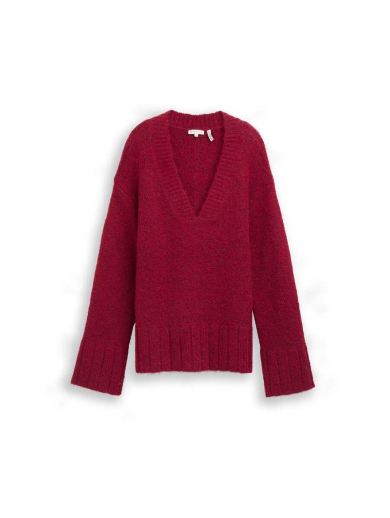 Tom Tailor - Oversize Strickpullover mit Wollanteil rot - Gr. - S von Tom Tailor