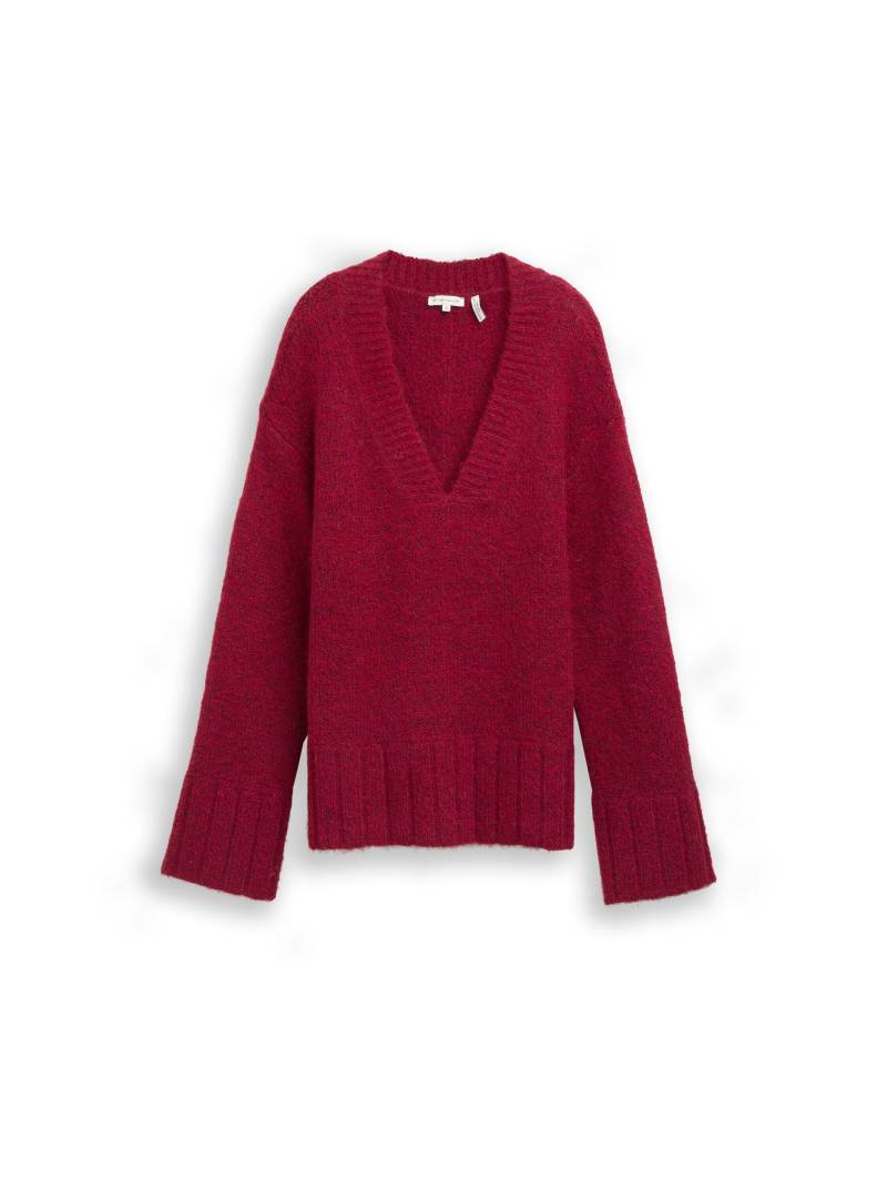 Tom Tailor - Oversize Strickpullover mit Wollanteil rumba red melange - Gr. - XL von Tom Tailor
