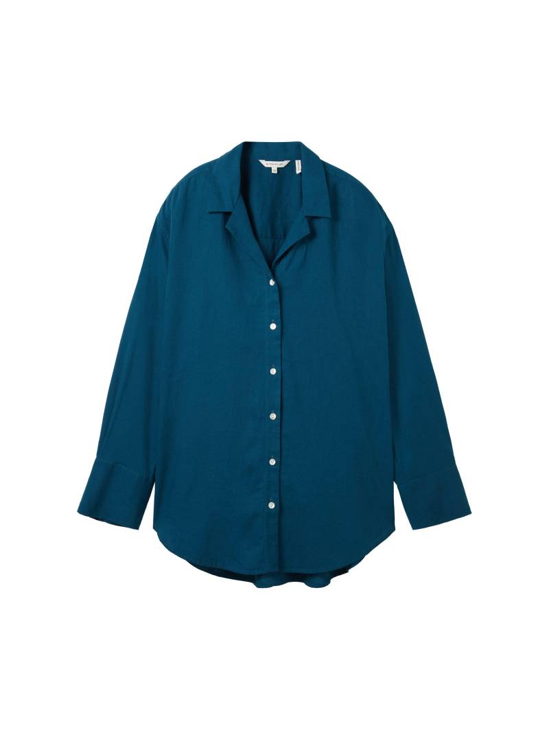 Tom Tailor - Oversized Bluse mit Leinen moss blue - Gr. - 40 von Tom Tailor