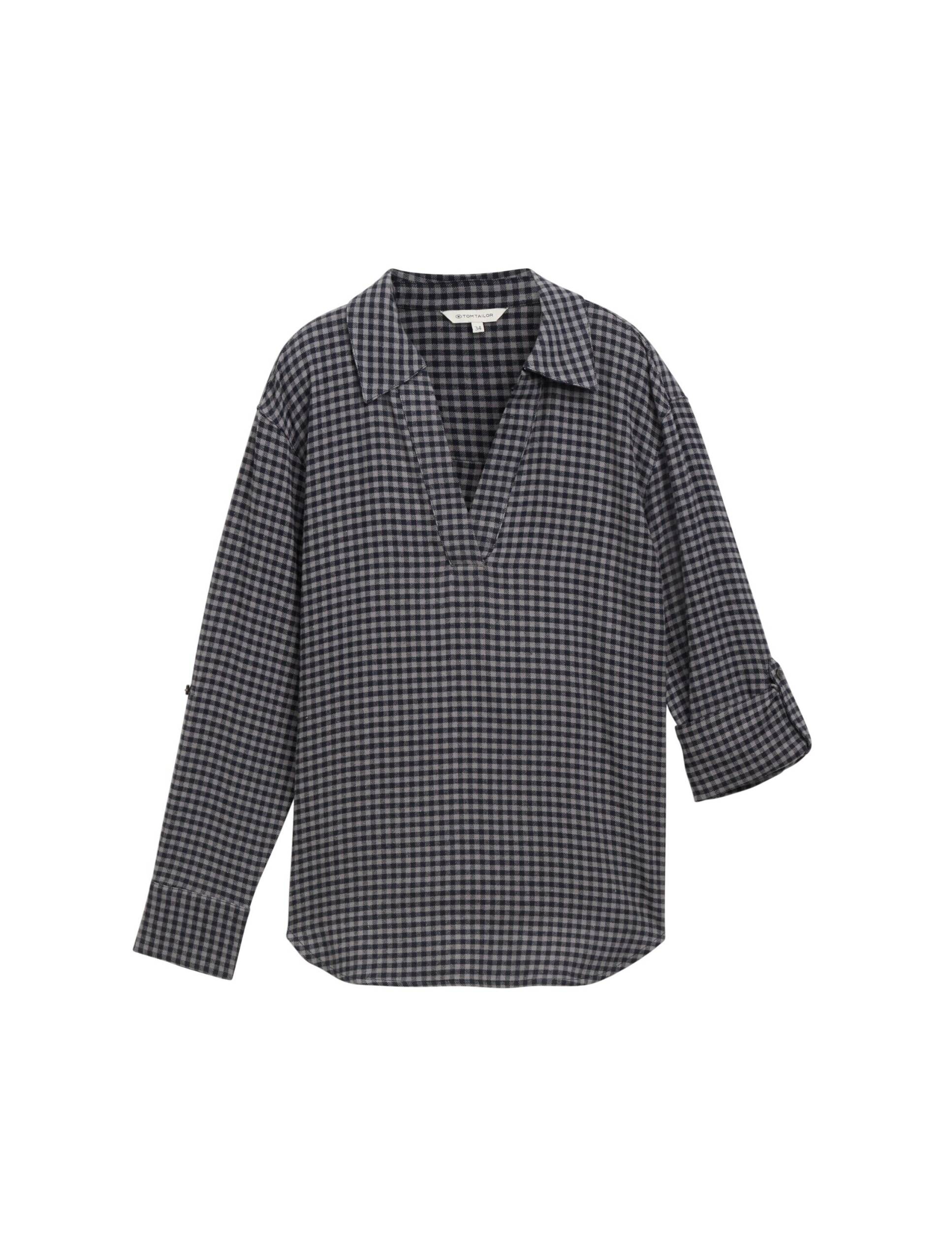 Tom Tailor - Oversized Flanell Bluse mit Karomuster navy grey check design - Gr. - 42 von Tom Tailor