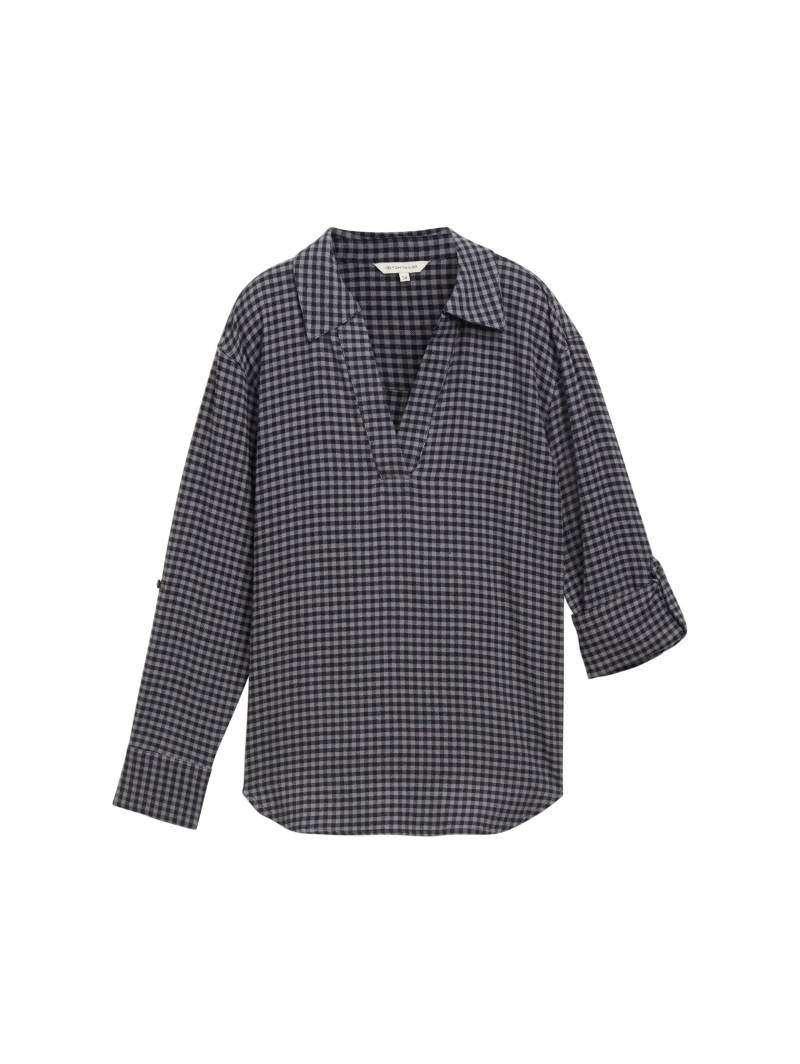 Tom Tailor - Oversized Flanell Bluse mit Karomuster navy grey check design - Gr. - 42 von Tom Tailor