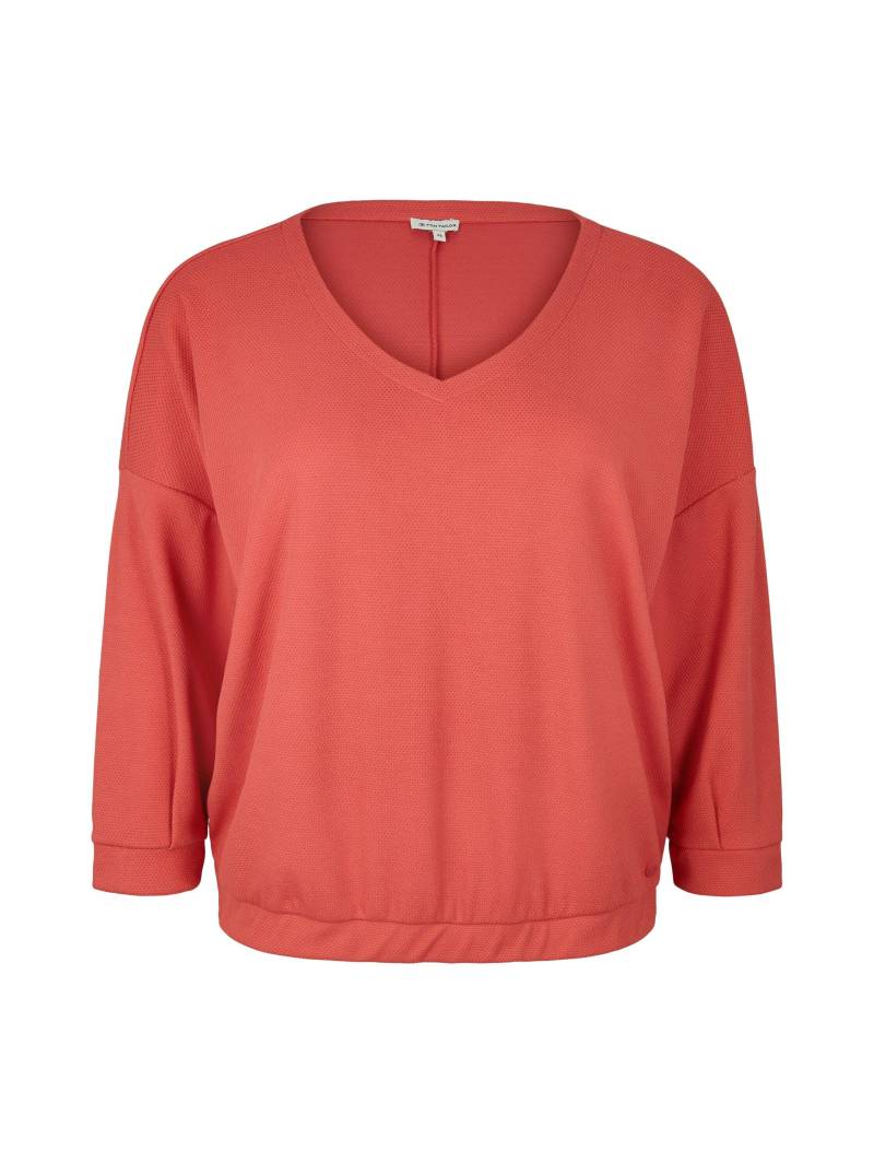 Tom Tailor - Plus - Shirt mit V-Ausschnitt smooth papaya red - Gr. - 46 von Tom Tailor