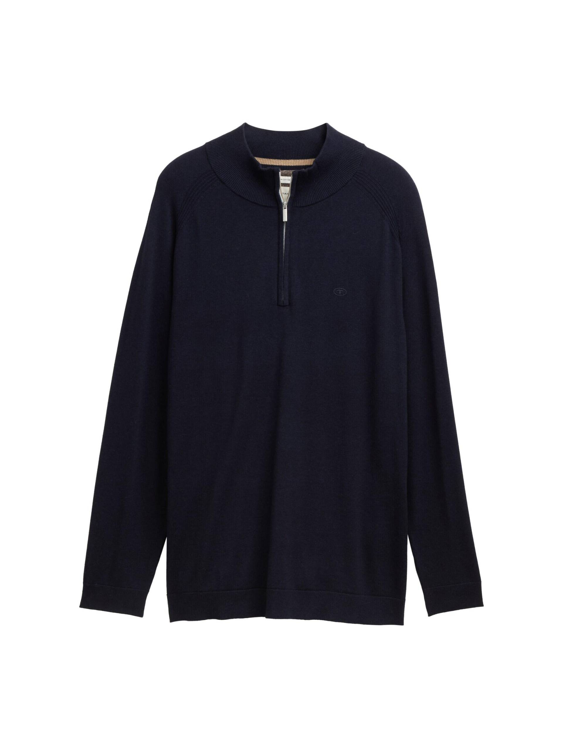 Tom Tailor - Plus Size - Basic Troyer Strickpullover knitted navy melange - Gr. - 5XL von Tom Tailor