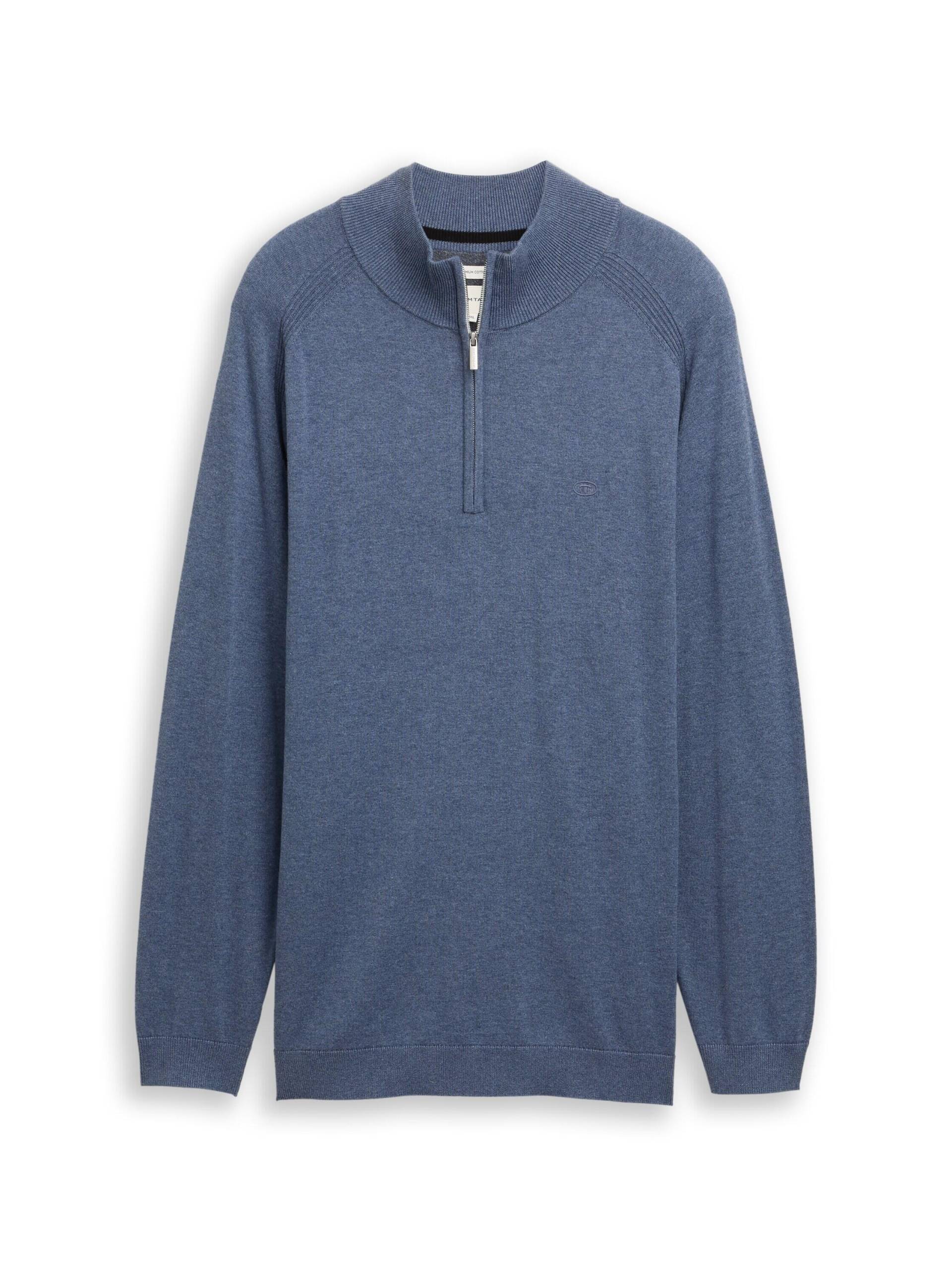 Tom Tailor - Plus Size - Basic Troyer Strickpullover vintage indigo blue melange - Gr. - 4XL von Tom Tailor