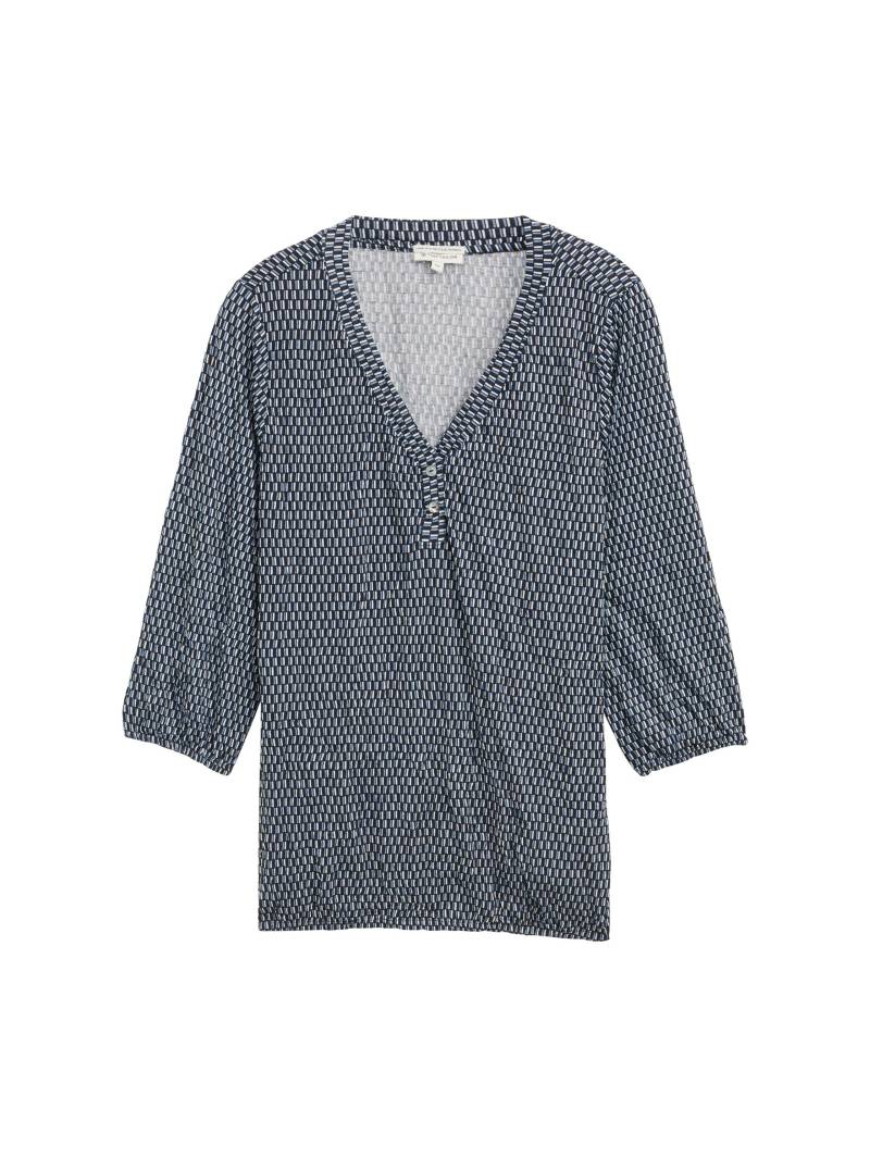 Tom Tailor - Plus Size - Crinkle Blusenshirt printed blue white minimal - Gr. - 54 von Tom Tailor