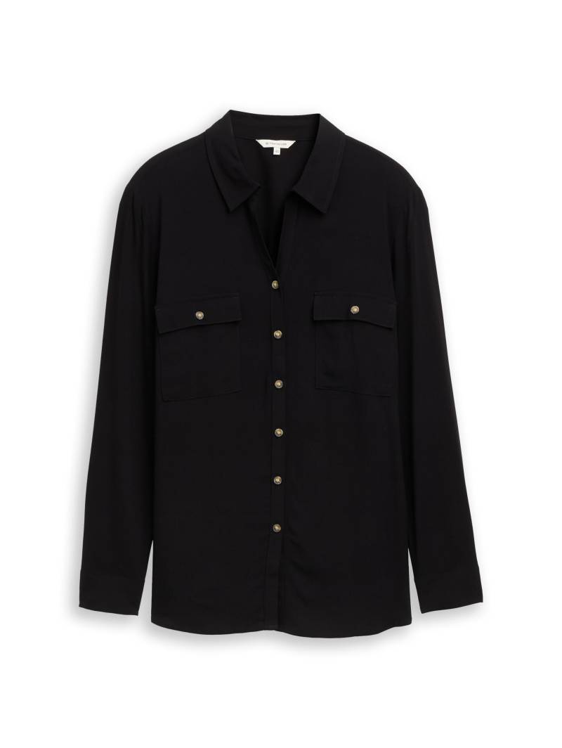 Tom Tailor - Plus Size - Hemdbluse mit Brusttaschen deep black - Gr. - 54 von Tom Tailor