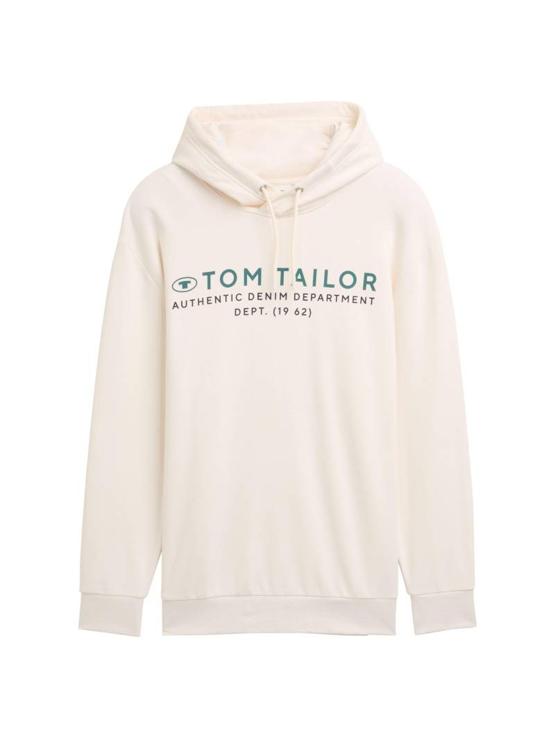 Tom Tailor - Plus Size - Hoodie Sweatshirt mit Logo-Print gardenia white - Gr. - 4XL von Tom Tailor