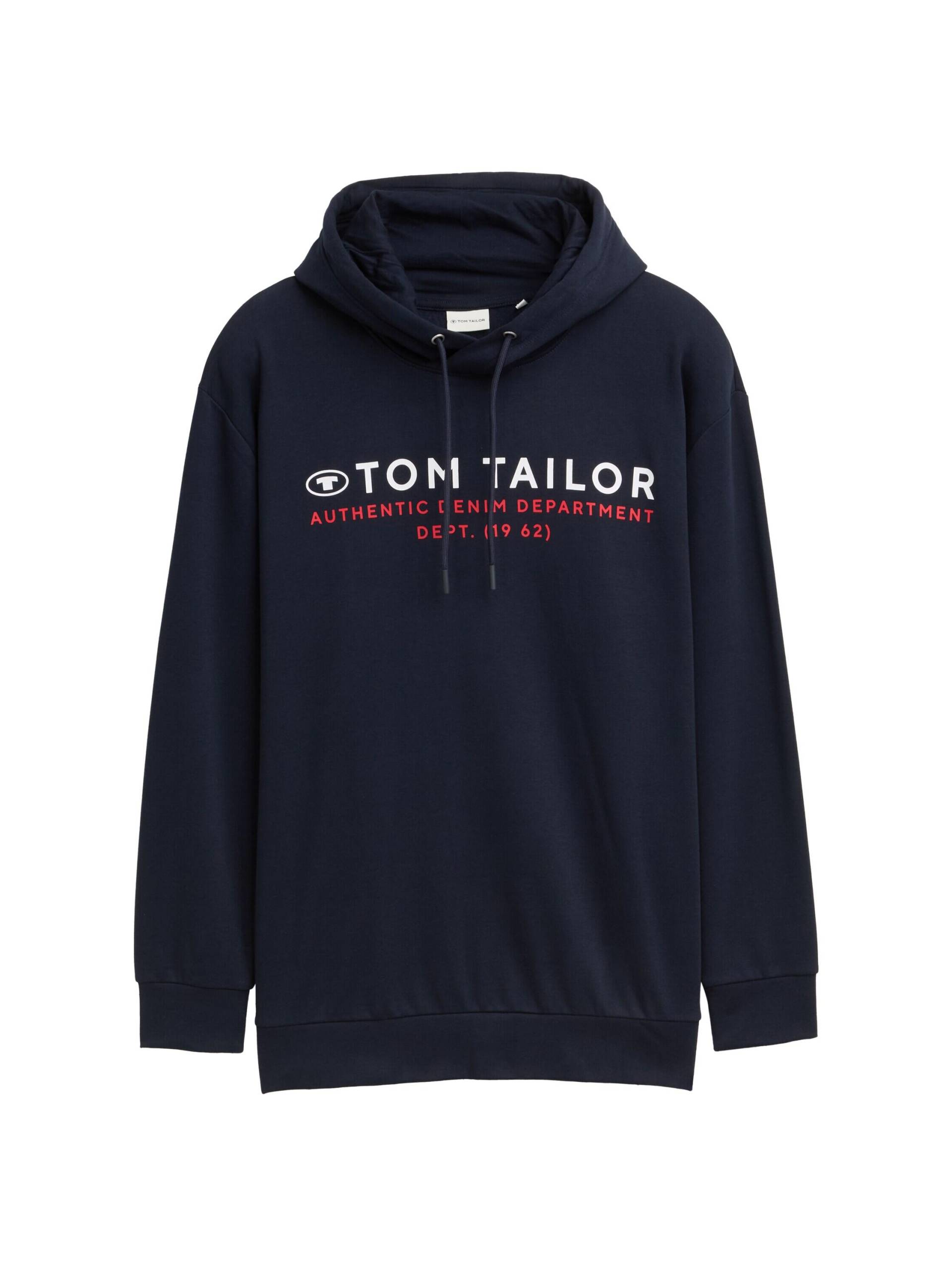 Tom Tailor - Plus Size - Hoodie Sweatshirt mit Logo-Print sky captain blue - Gr. - 4XL von Tom Tailor
