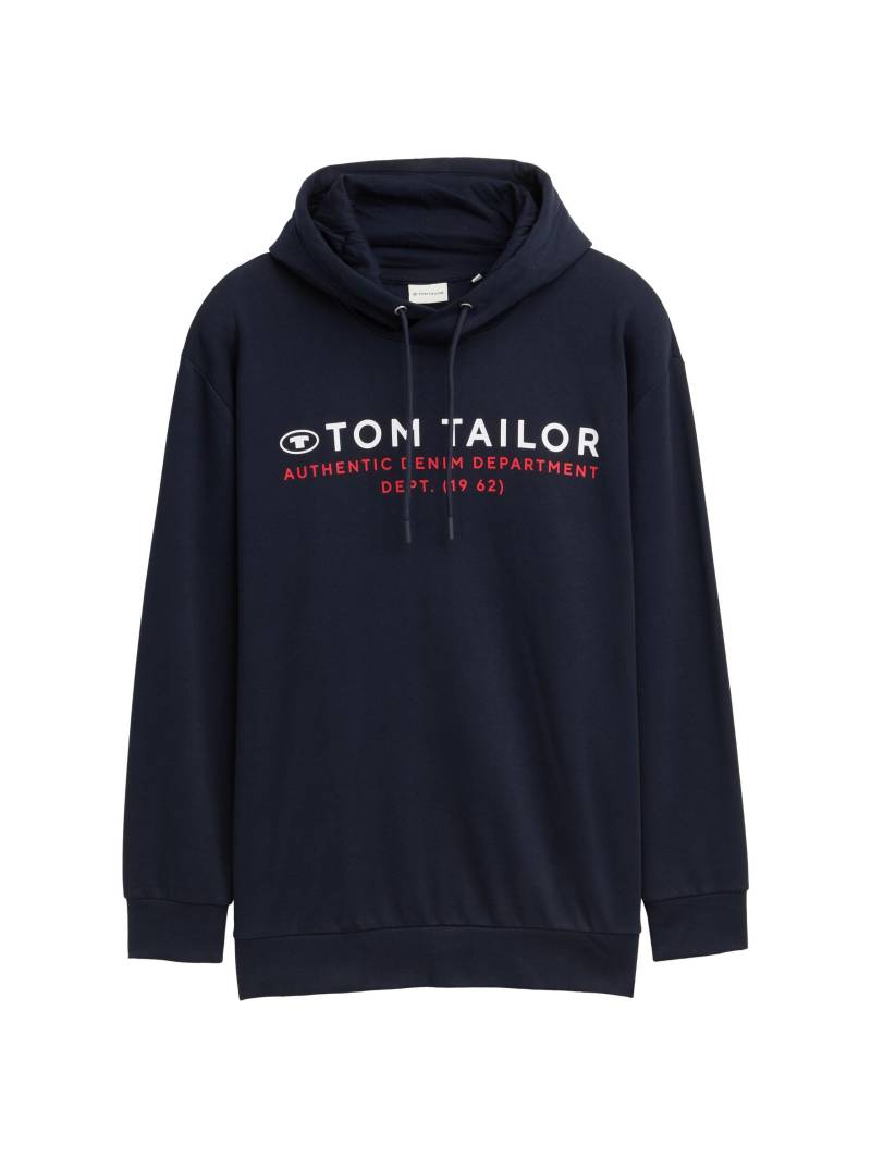 Tom Tailor - Plus Size - Hoodie Sweatshirt mit Logo-Print sky captain blue - Gr. - 5XL von Tom Tailor