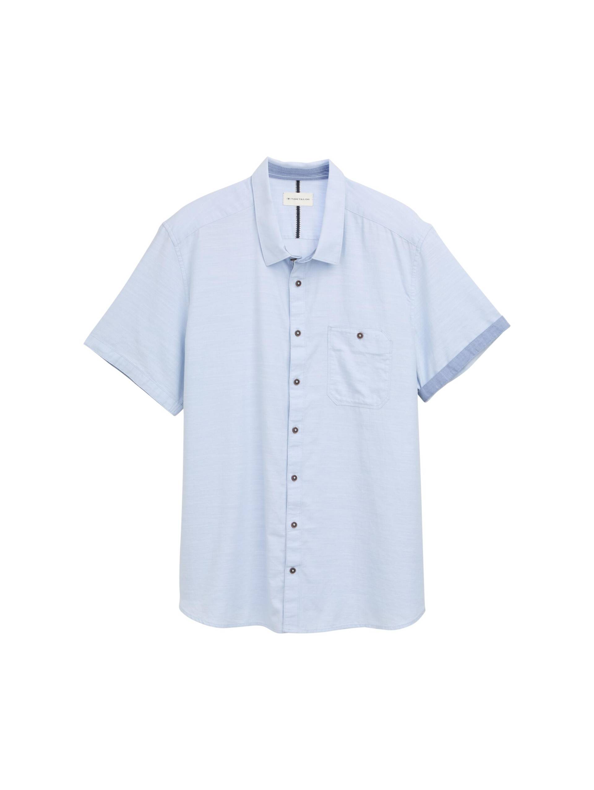 Tom Tailor - Plus Size - Kurzarmhemd mit Brusttasche powder blue zigzag structure - Gr. - 5XL von Tom Tailor