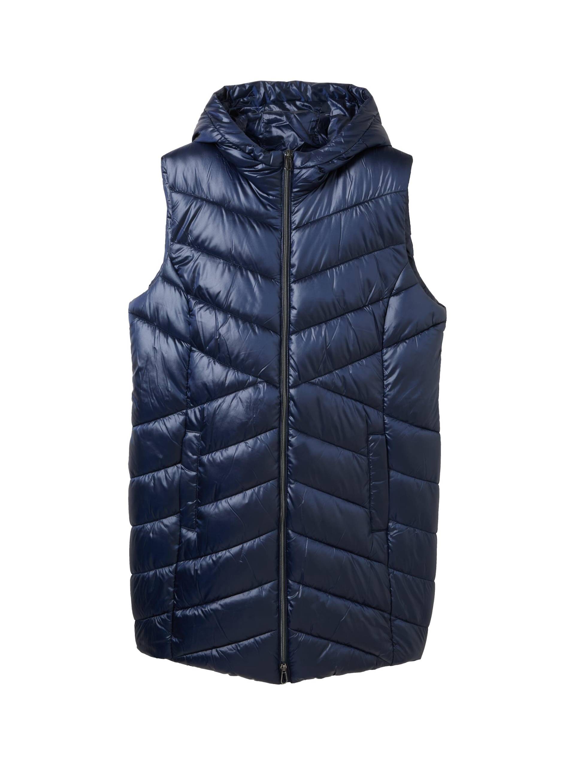 Tom Tailor - Plus Size - Lange Weste mit Kapuze sky captain blue - Gr. - 46 von Tom Tailor