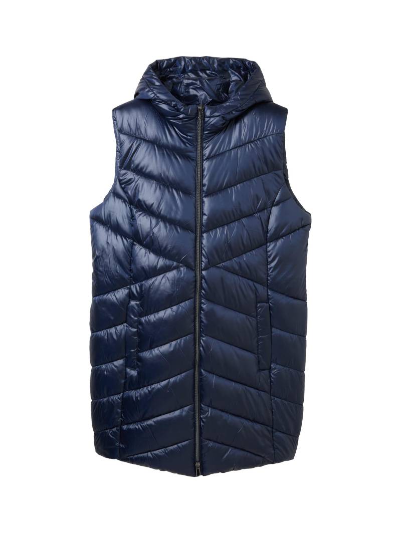Tom Tailor - Plus Size - Lange Weste mit Kapuze sky captain blue - Gr. - 46 von Tom Tailor