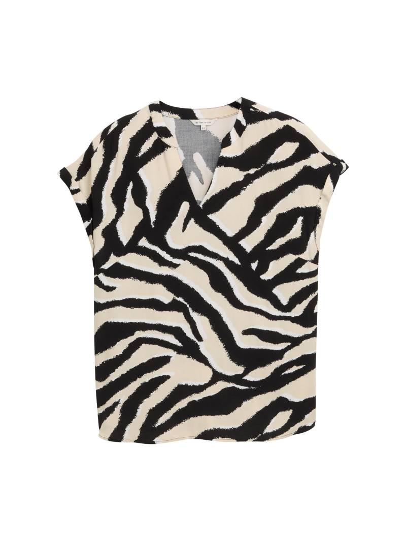 Tom Tailor - Plus Size - Loose Fit Bluse abstract beige zebra - Gr. - 50 von Tom Tailor
