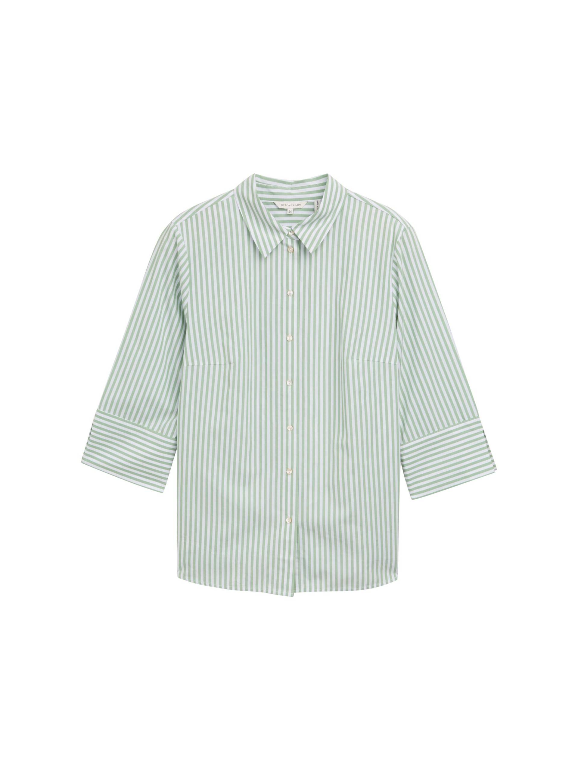 Tom Tailor - Plus Size - Loose Fit Bluse mit Streifenmuster mid green white stripe - Gr. - 50 von Tom Tailor