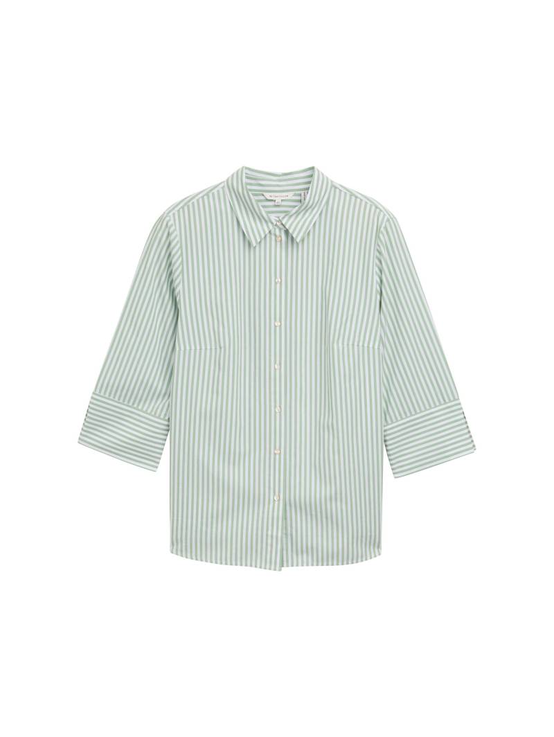 Tom Tailor - Plus Size - Loose Fit Bluse mit Streifenmuster mid green white stripe - Gr. - 50 von Tom Tailor