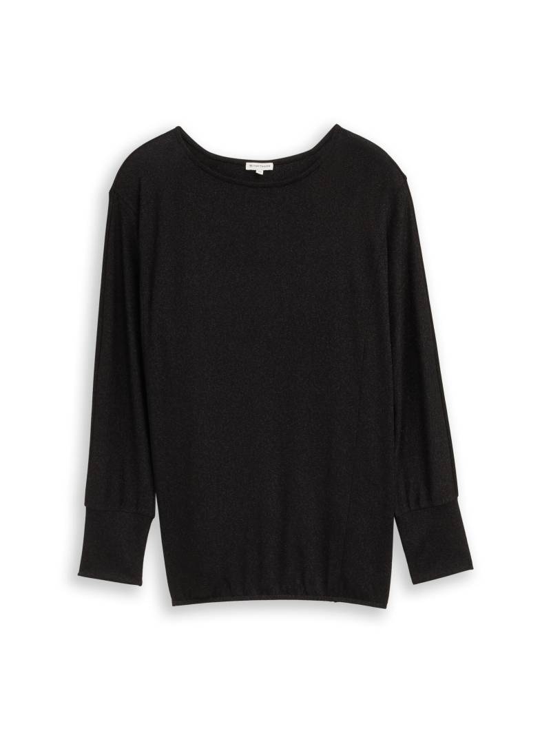Tom Tailor - Plus Size - Loose Fit Langarmshirt mit Glitzer-Effekt deep black - Gr. - 50 von Tom Tailor
