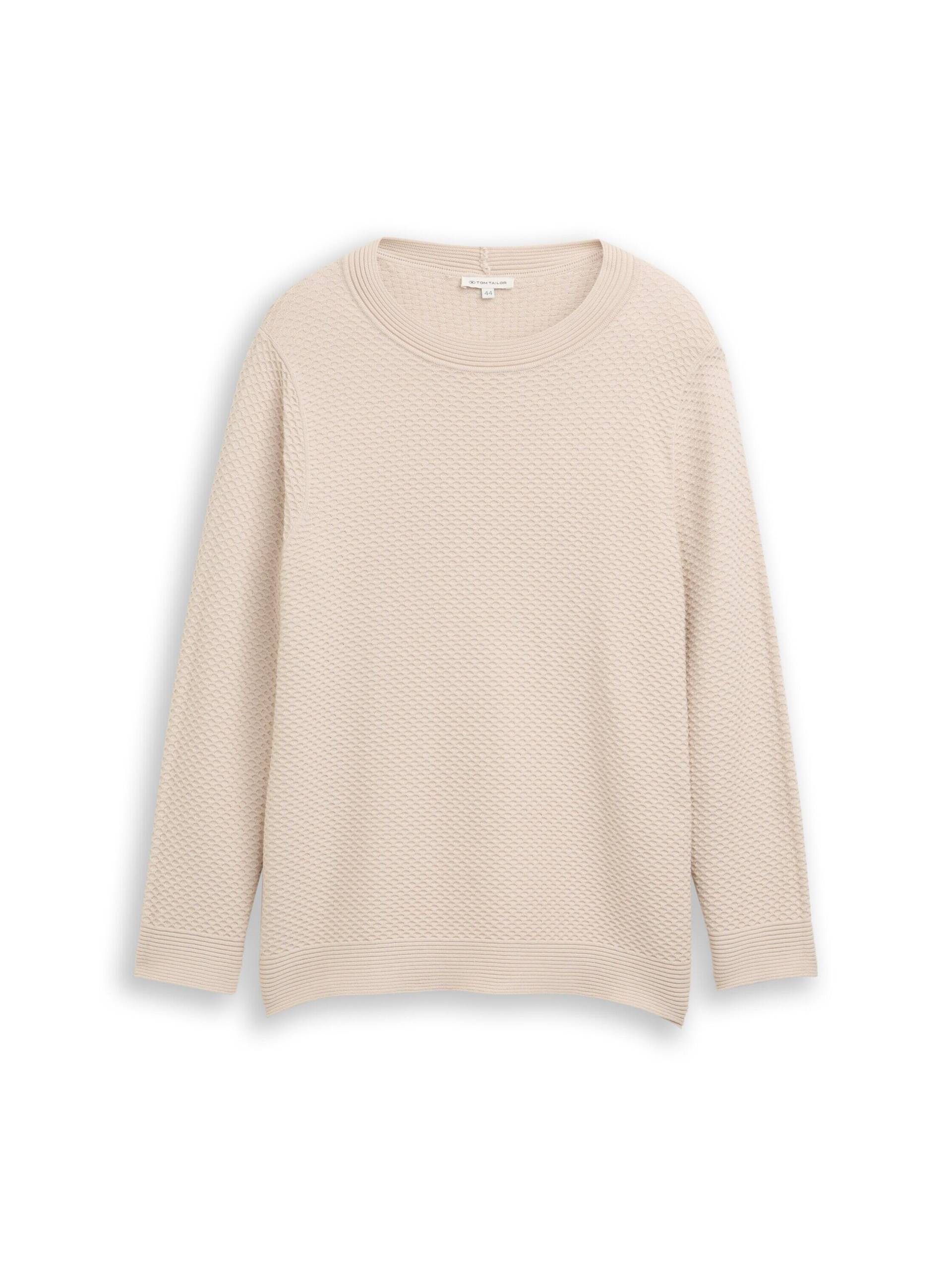 Tom Tailor - Plus Size - Loose Fit Strickpullover aus Baumwolle sand stone beige - Gr. - 50 von Tom Tailor