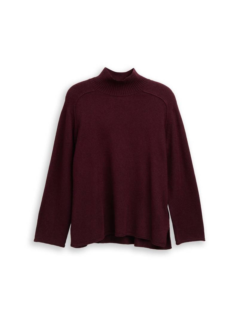 Tom Tailor - Plus Size - Loose Fit Strickpullover mit Stehkragen dark red mélange - Gr. - 44 von Tom Tailor